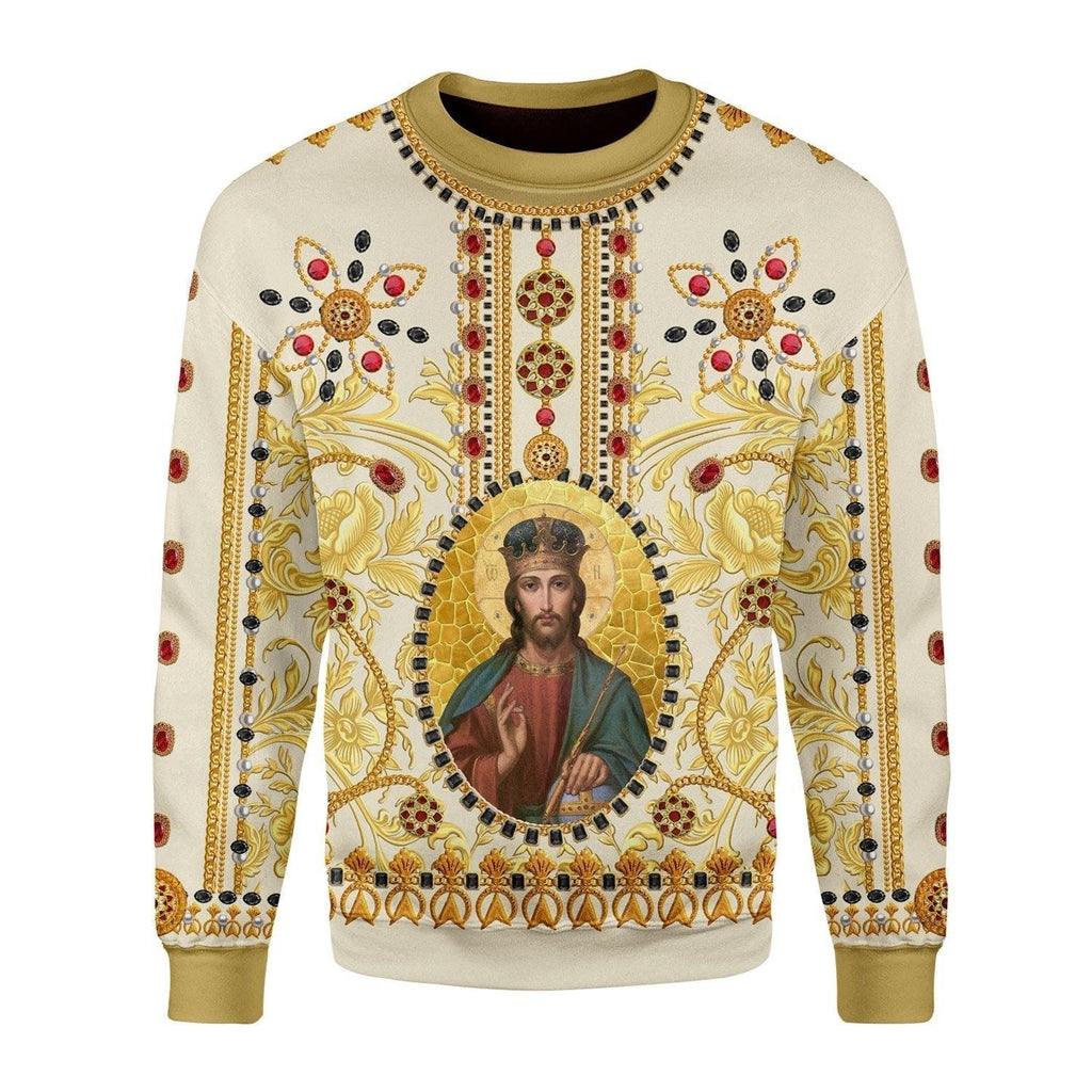 Golden Pattern Jesus Christ Sweatshirt - CustomsPig