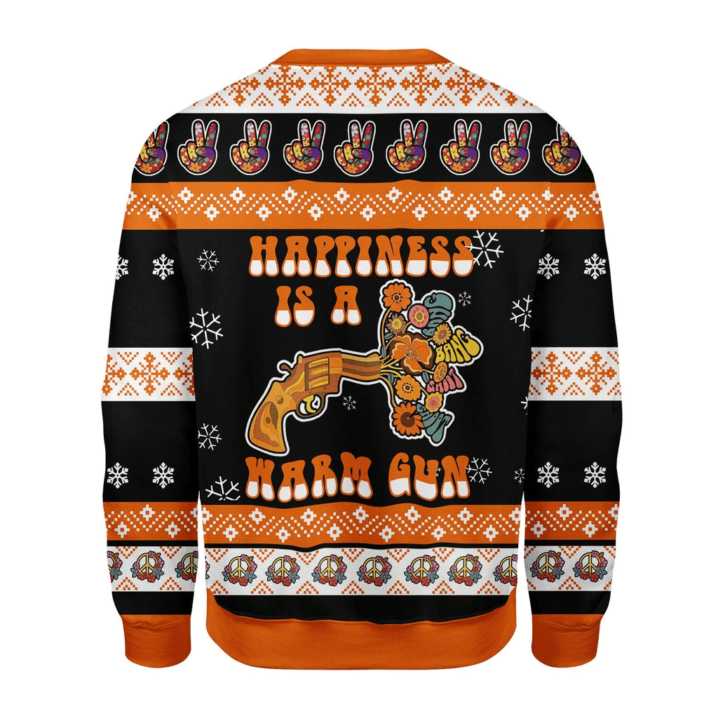 Happiness Is A Warm Gun Ugly Christmas Sweater - DucG