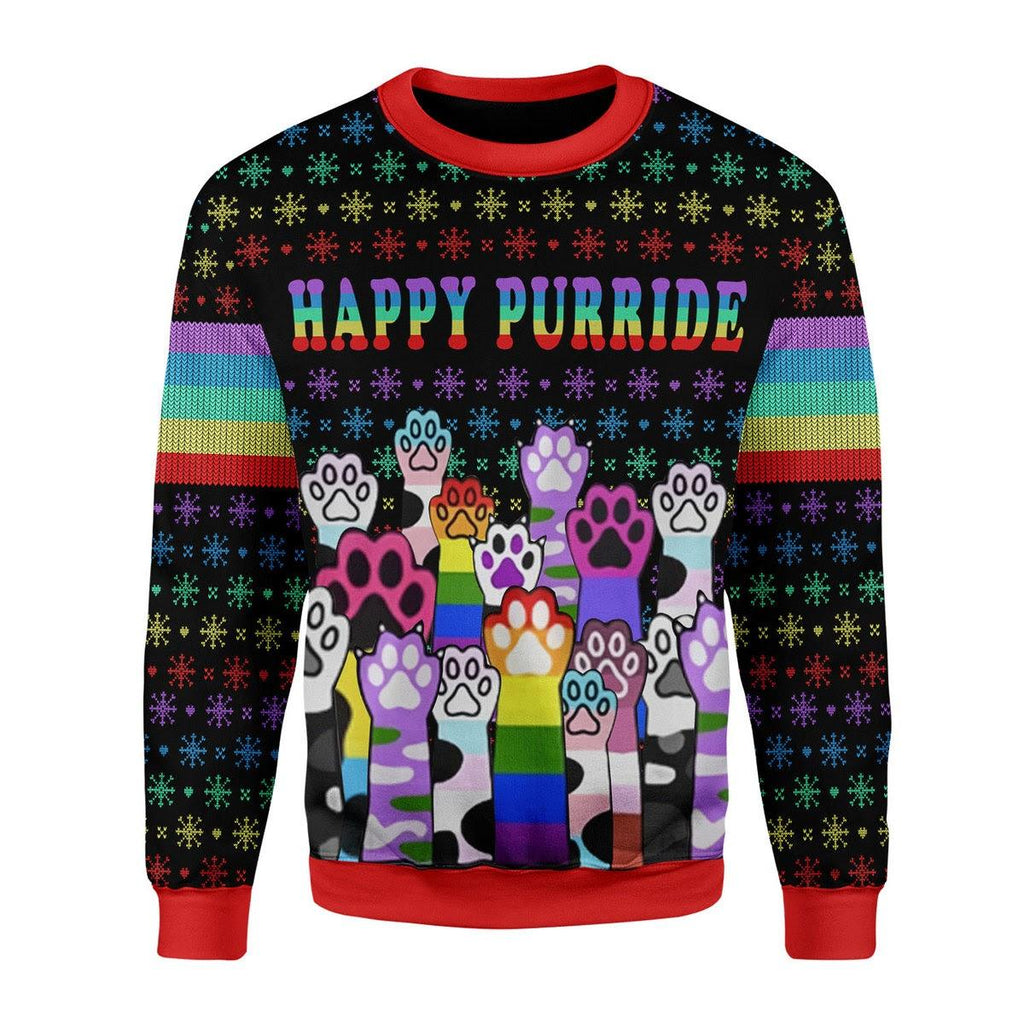 Happy Purride LGBT Christmas Sweater - CustomsPig