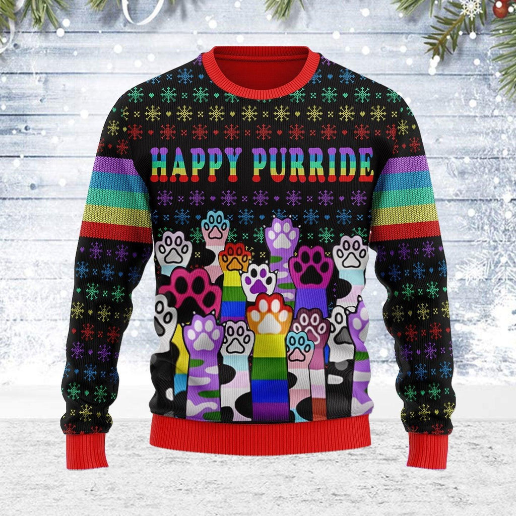 Happy Purride LGBT Ugly Christmas Sweater - CustomsPig