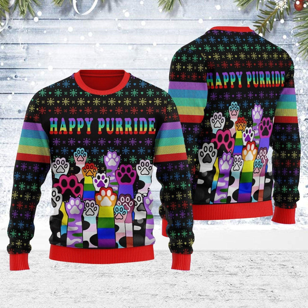 Happy Purride LGBT Ugly Christmas Sweater - CustomsPig