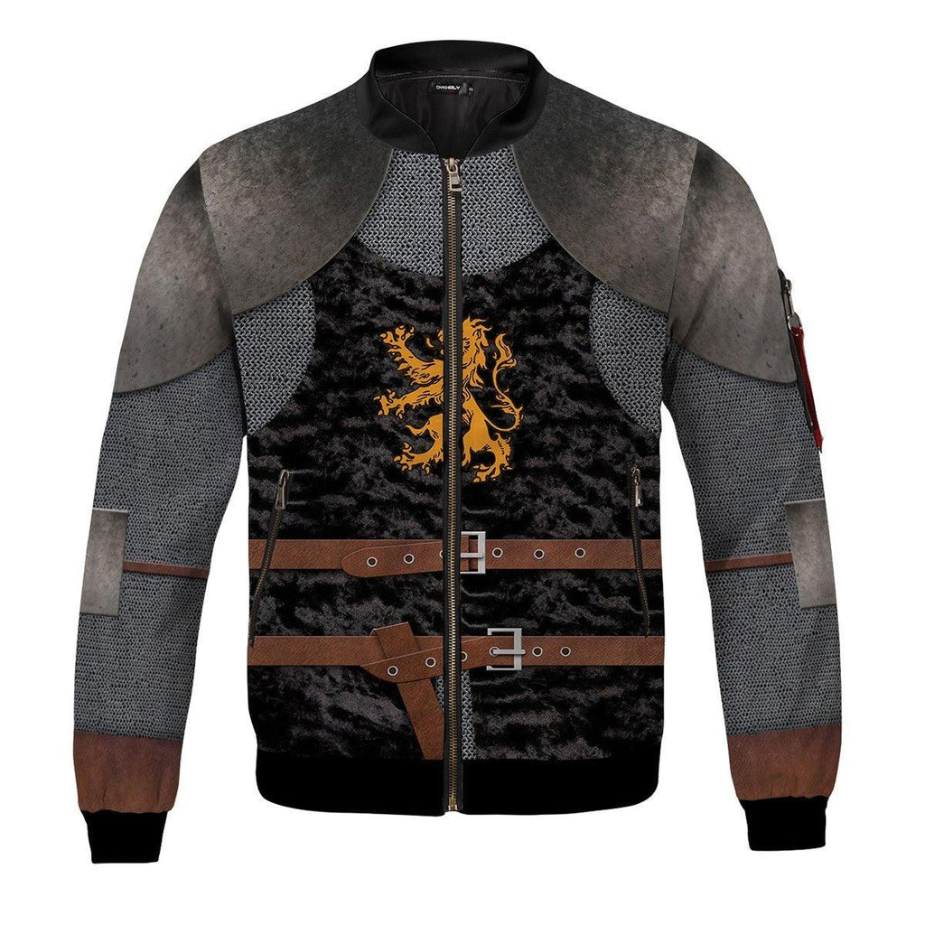 Heraldic Knight Black Bomber Jacket - DucG