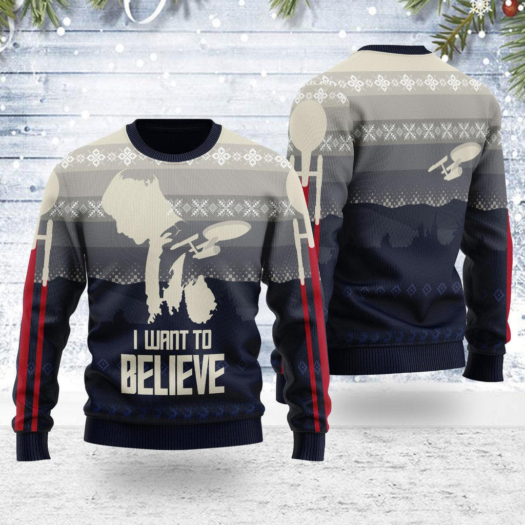 I Want To Believe Christmas Sweater - CustomsPig.com