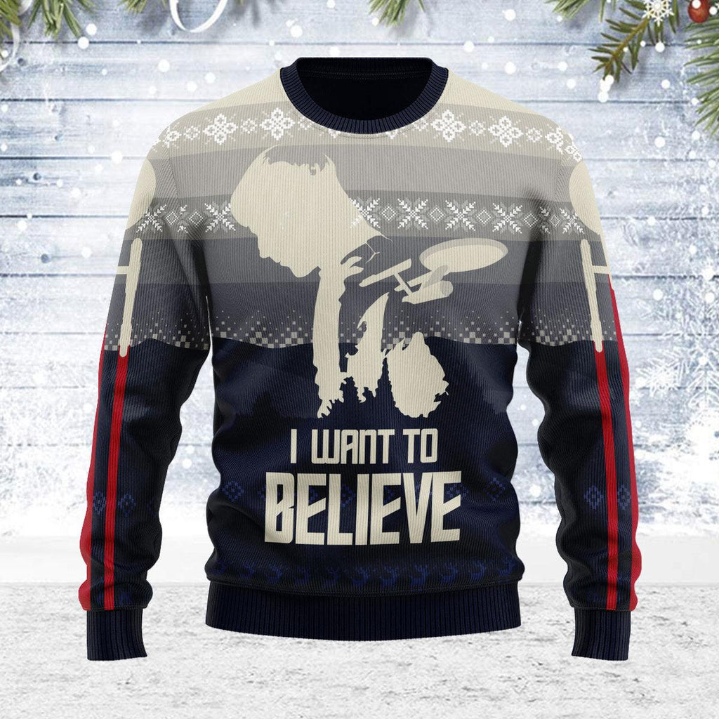 I Want To Believe Christmas Sweater - CustomsPig.com