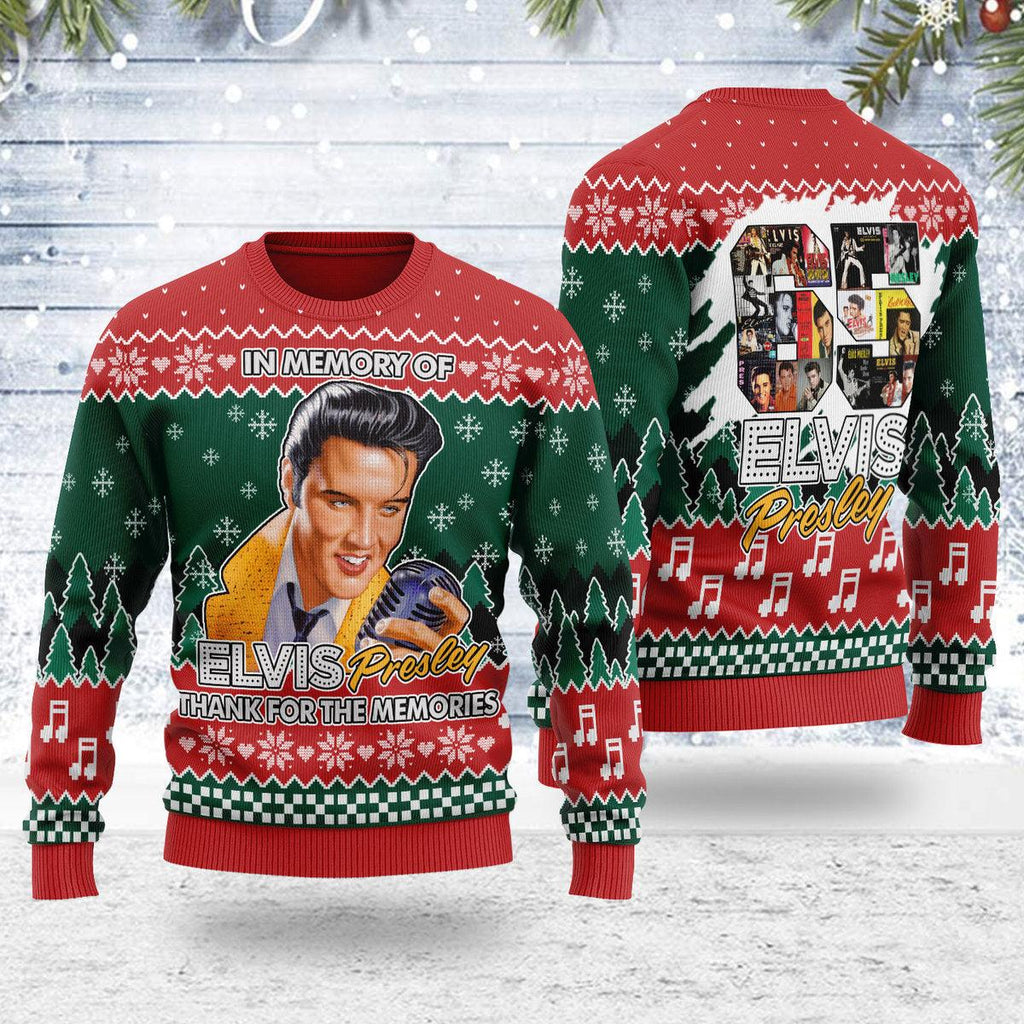 In memory of Elvis Christmas Ugly Sweater - CustomsPig.com