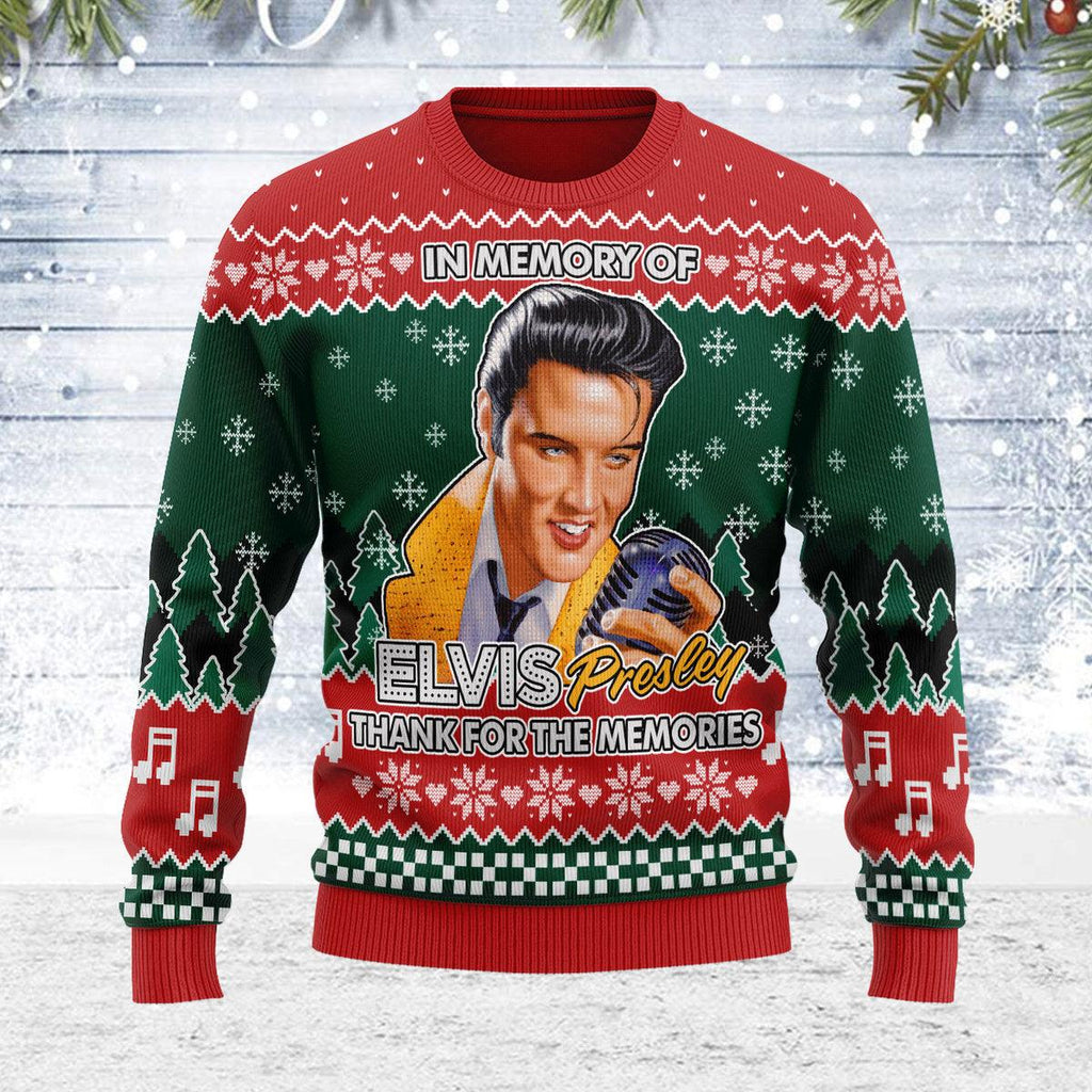 In memory of Elvis Christmas Ugly Sweater - CustomsPig.com