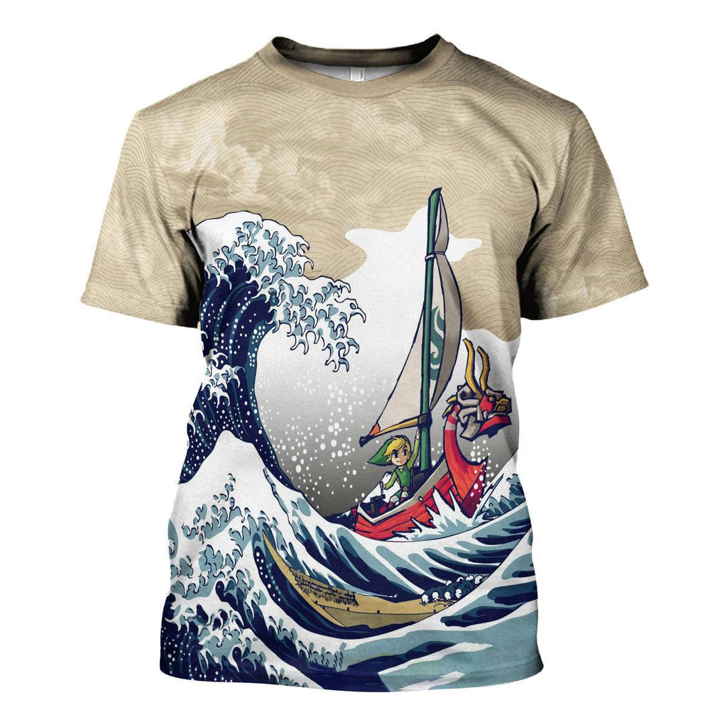 Japanese Sulf Zelda no Densetsu The Great Wave Link Hoodie T-shirt Sweatpants Cosplay - DucG