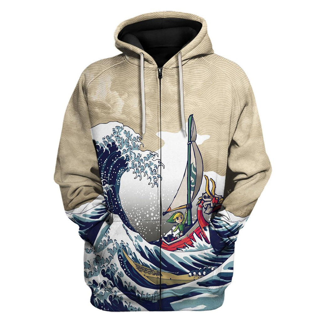 Japanese Sulf Zelda no Densetsu The Great Wave Link Hoodie T-shirt Sweatpants Cosplay - DucG