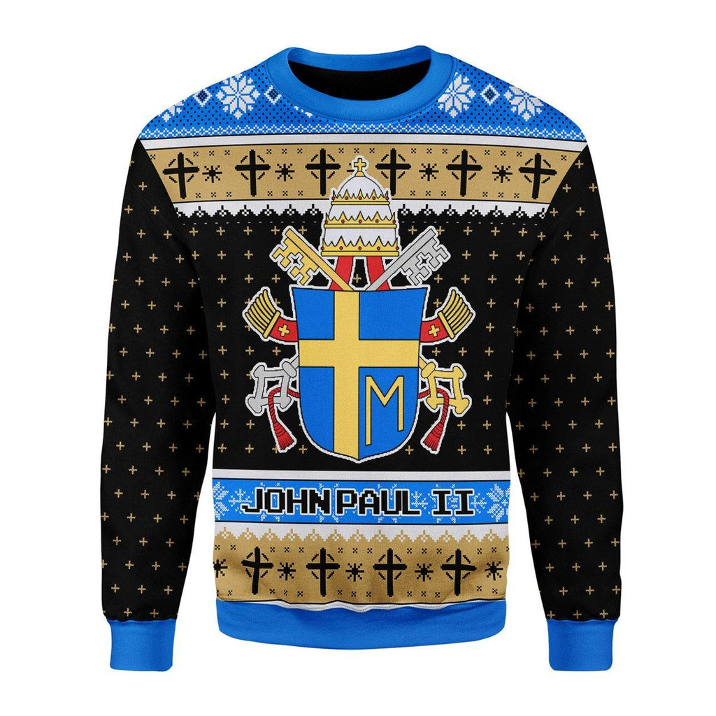 John Paul II Coat of Arms Christmas Sweater - CustomsPig