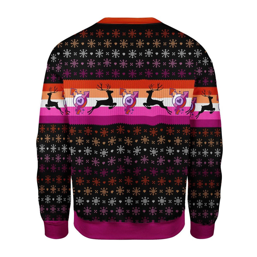 Lesbian Flag Christmas Sweater - CustomsPig