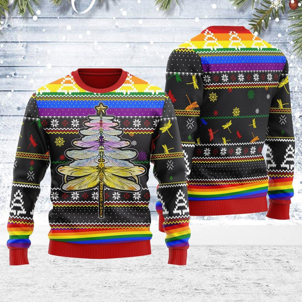 LGBT Dragon Christmas Tree Ugly Christmas Sweater - CustomsPig