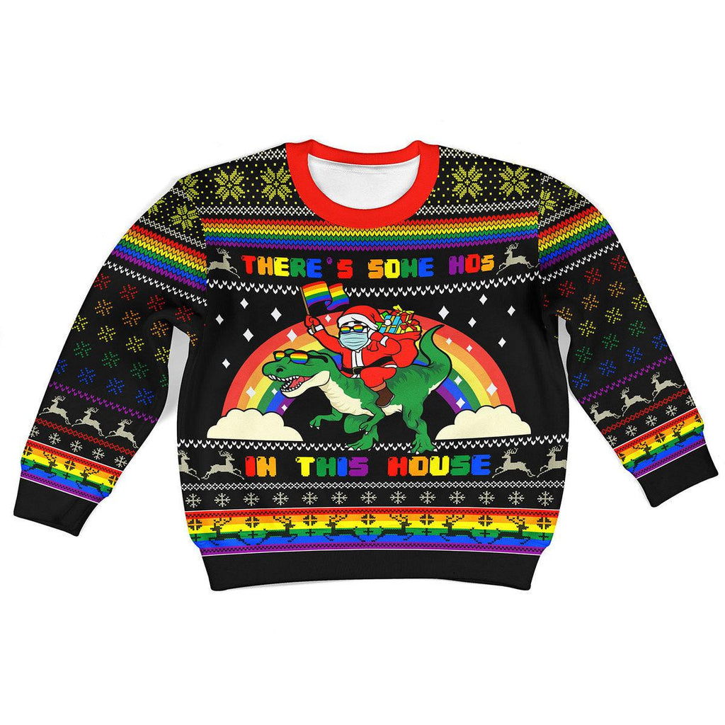 LGBT There's Some Hos In This House Kid Christmas Sweater - CustomsPig