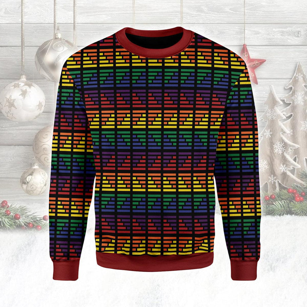 LGBTQ+ Flag Stripes Ugly Christmas Sweater - CustomsPig