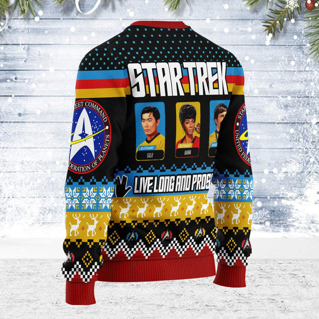 Live Long And Prosper Character Squares Christmas Sweater - CustomsPig.com