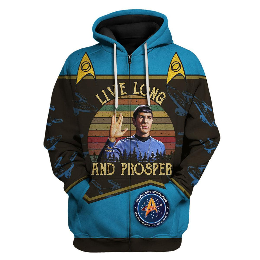 Live Long And Prosper Sunset Retro Vintage Hoodie Sweatshirt T-shirt Apparel - CustomsPig.com