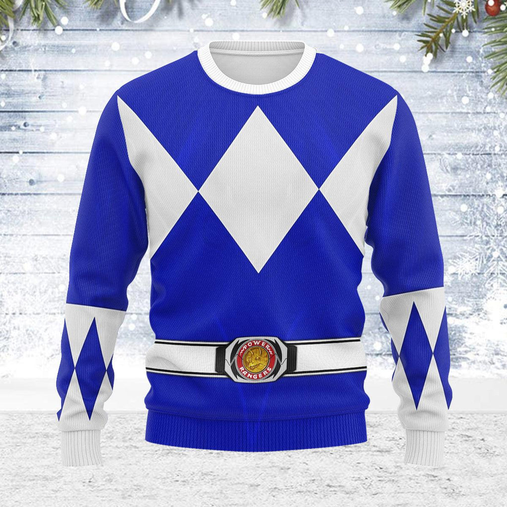 Merry Christmas Blue Ranger MM Unisex Wool Sweater - CustomsPig.com