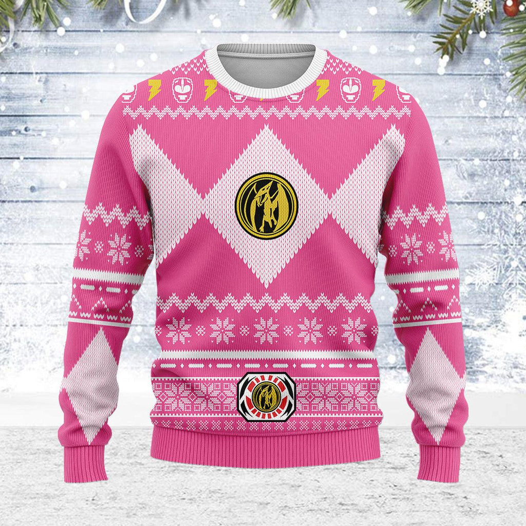 Merry Christmas  CustomsPig Unisex Christmas Sweater Pink Power Ranger 3D Apparel -  CustomsPig.com