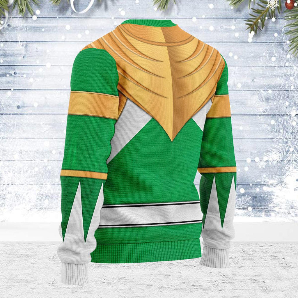 Merry Christmas Green Ranger Dragon Shield MM Unisex Wool Sweater - CustomsPig.com