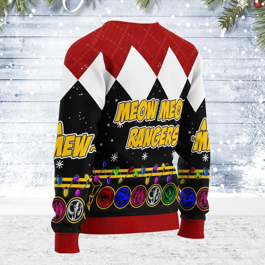 Merry Christmas Meowghty Meowrphin Purrr Rangers Unisex Wool Sweater - CustomsPig.com