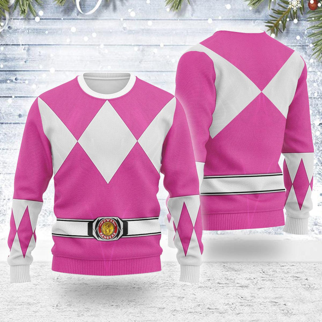 Merry Christmas Pink Ranger MM Unisex Wool Sweater - CustomsPig.com