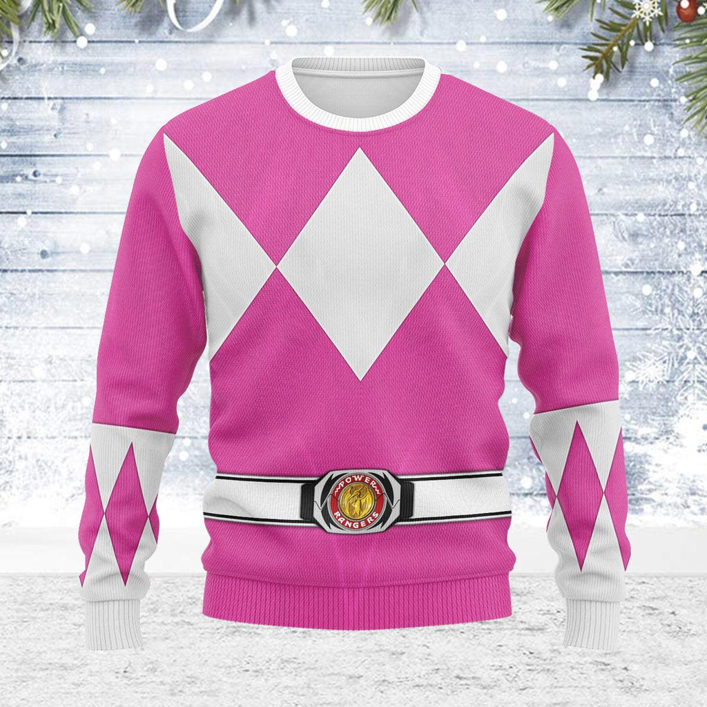 Merry Christmas Pink Ranger MM Unisex Wool Sweater - CustomsPig.com