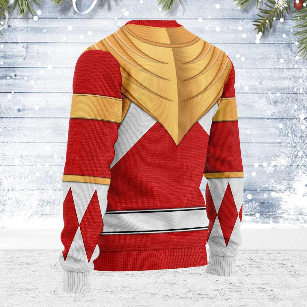 Merry Christmas Red Ranger Dragon Shield MM Unisex Wool Sweater - CustomsPig.com