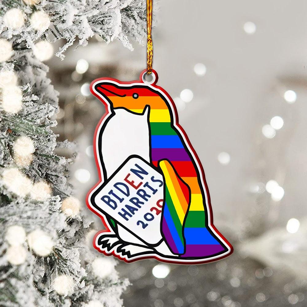 Mica Ornament LGBT Biden Harris Penguine - CustomsPig
