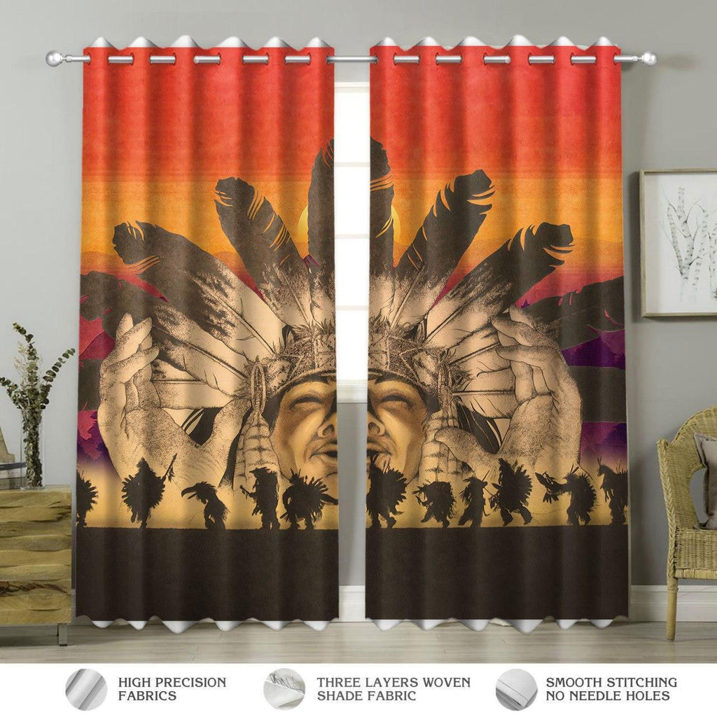 Native American Pow Wow Dance Sunset Curtains - CustomsPig