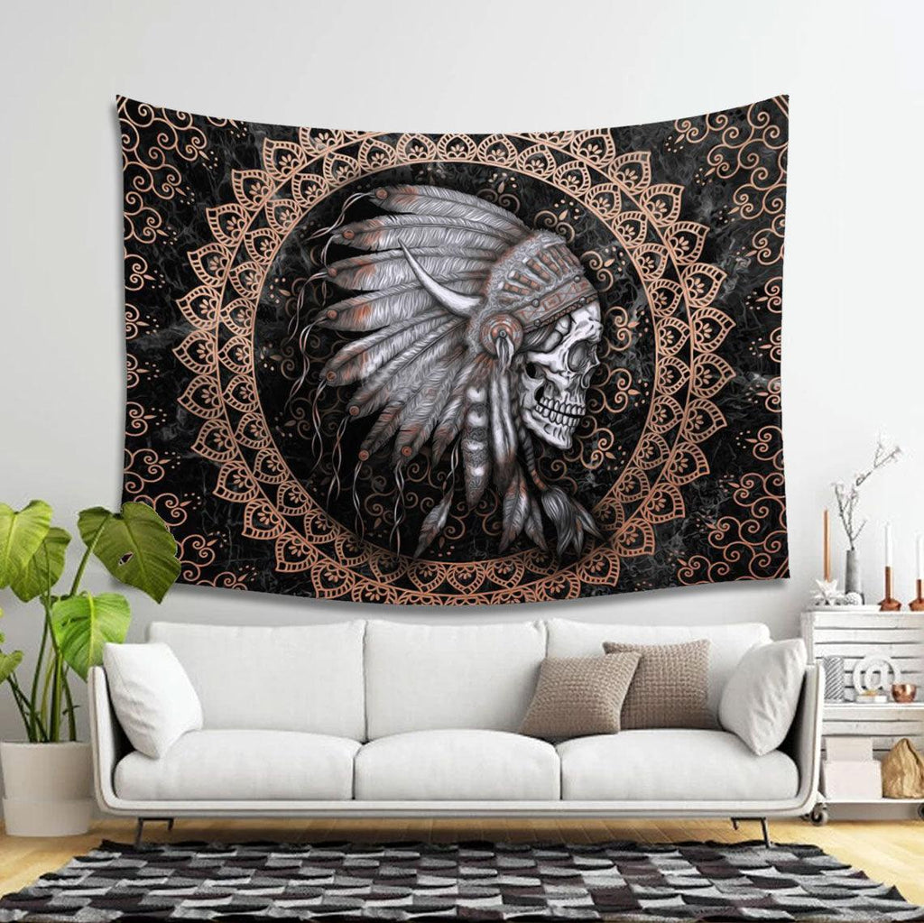 Native American Skull Tapestry - CustomsPig