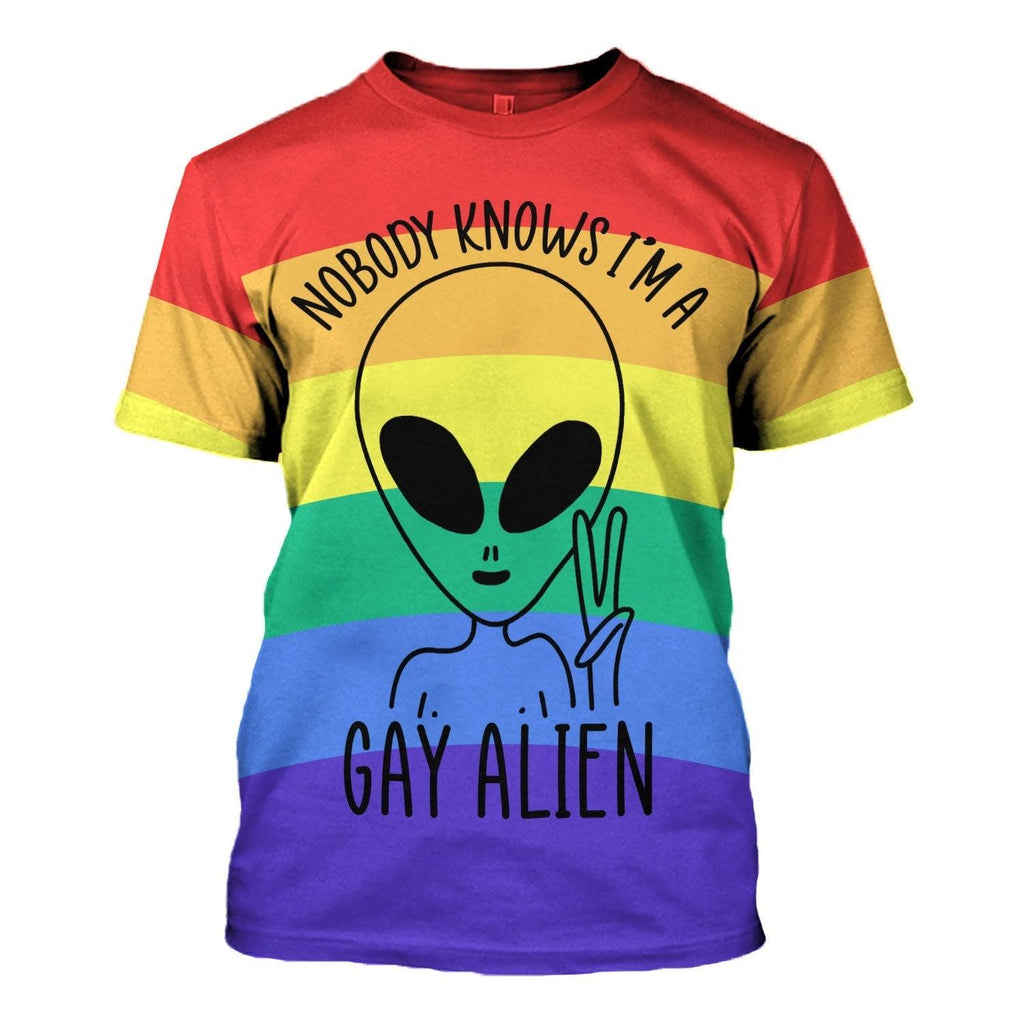 Nobody Knows I'm A Gay Alien Tops - CustomsPig