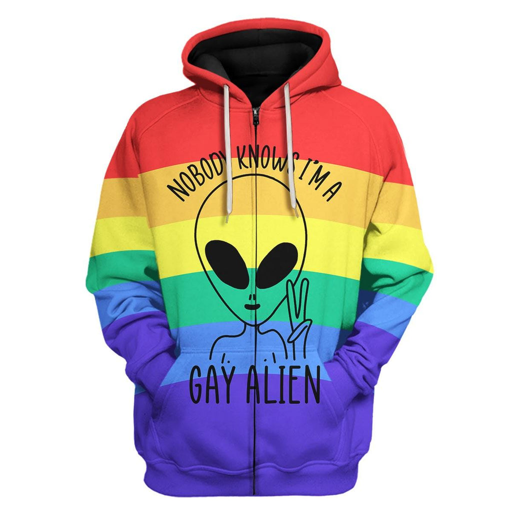 Nobody Knows I'm A Gay Alien Tops - CustomsPig