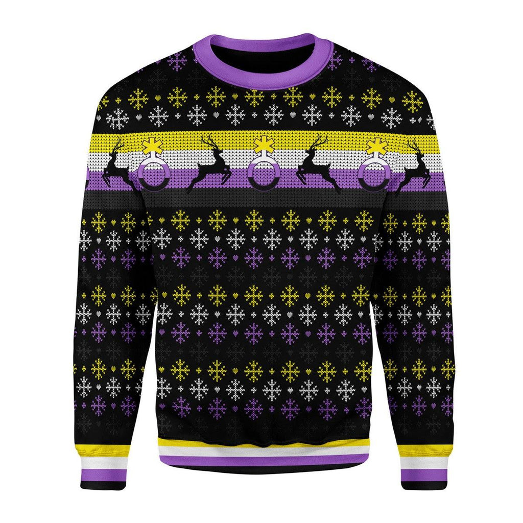 Nonbinary Flag Christmas Sweater - CustomsPig