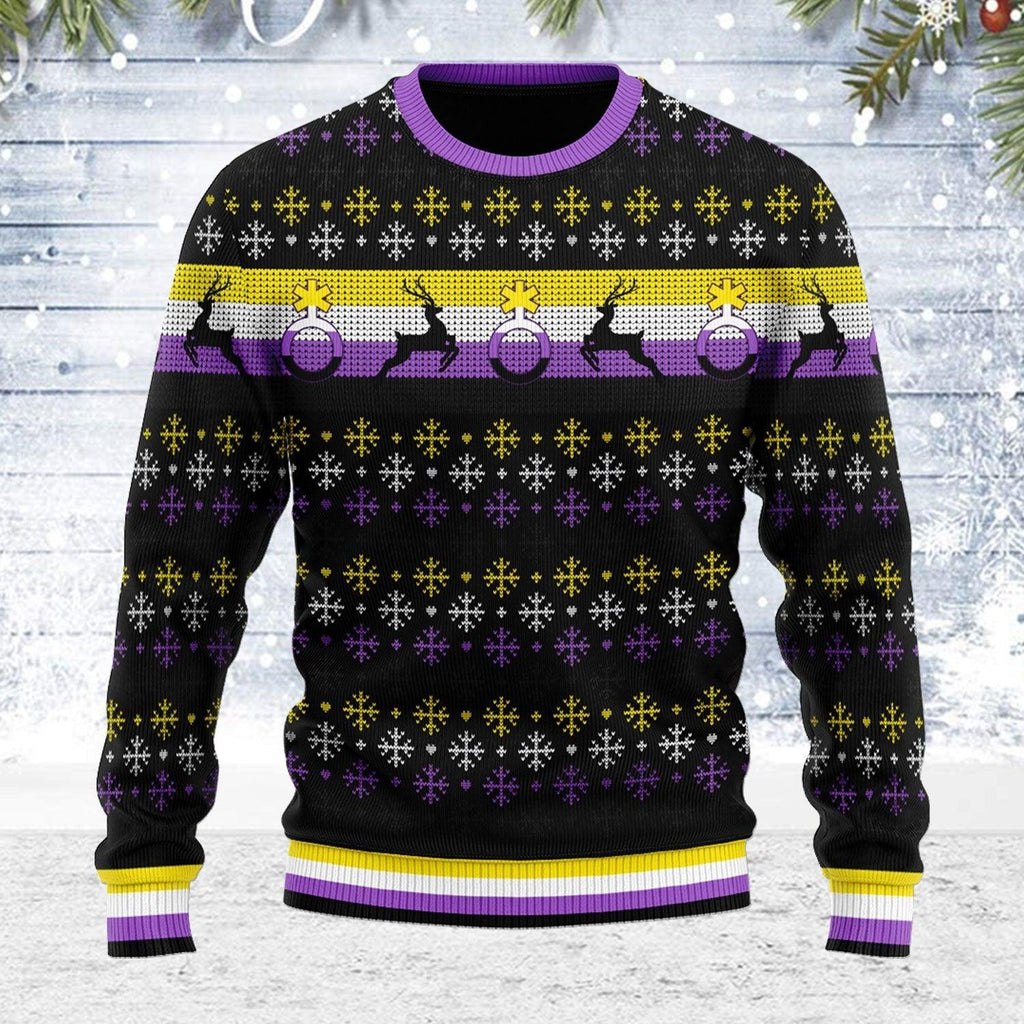 Nonbinary Flag Ugly Christmas Sweater - CustomsPig