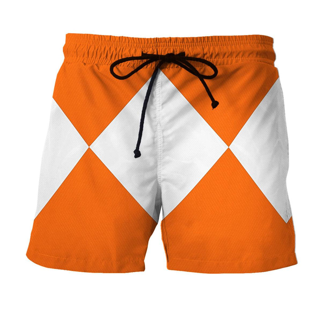 Orange Ranger Mighty Morphin Hawaiian Shirt Beach Shorts - CustomsPig.com