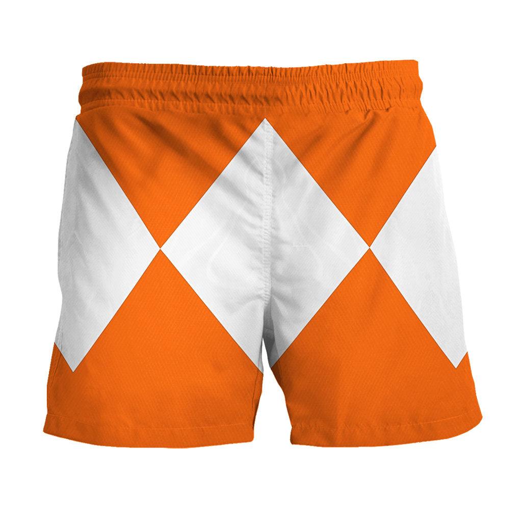 Orange Ranger Mighty Morphin Hawaiian Shirt Beach Shorts - CustomsPig.com