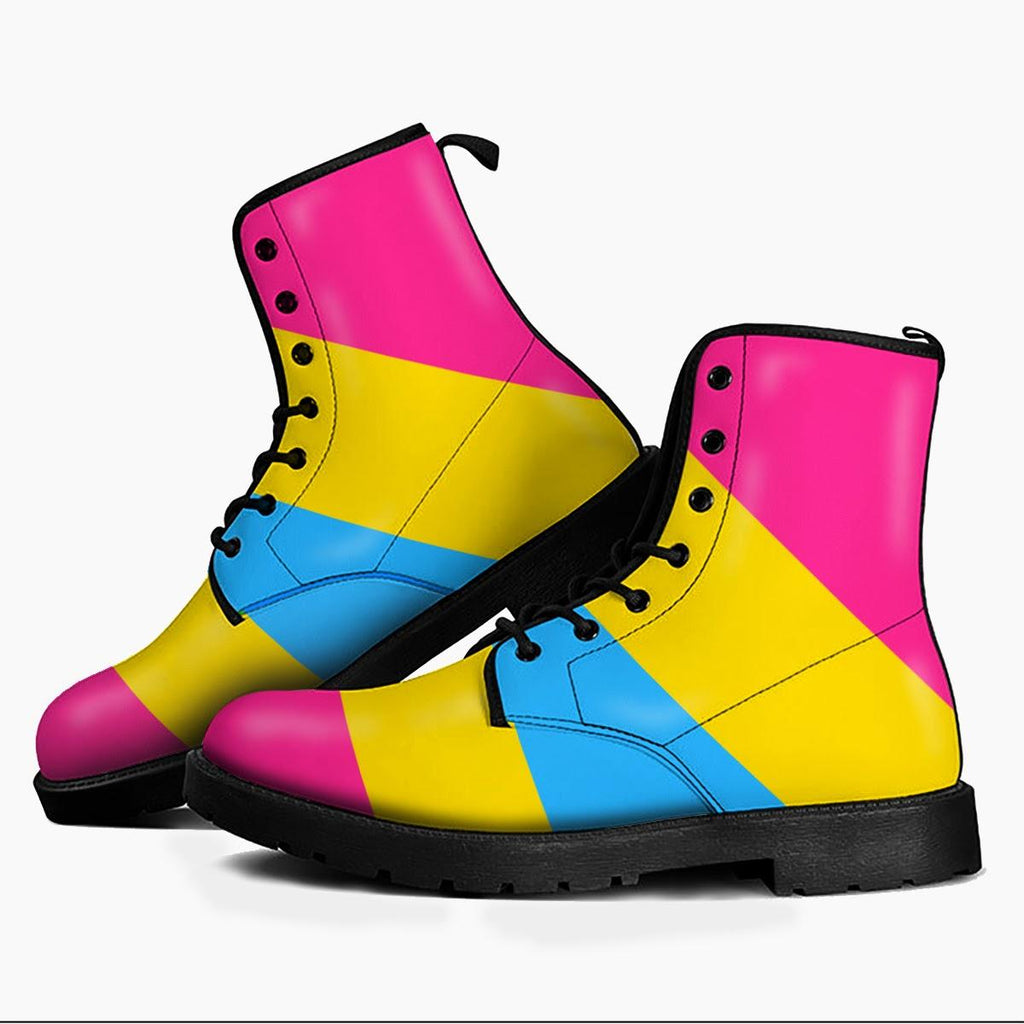 Pansexual Pride Flag Leather Boots - CustomsPig