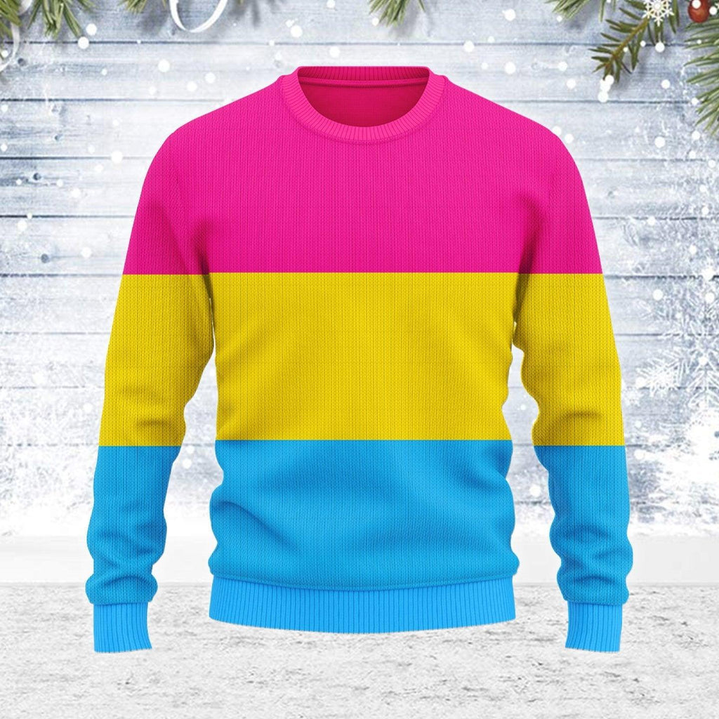 Pansexual Pride Flag Ugly Christmas Sweater - CustomsPig