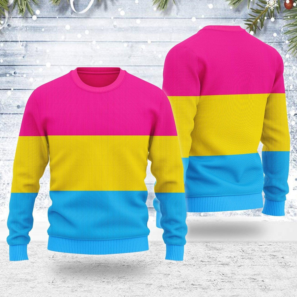 Pansexual Pride Flag Ugly Christmas Sweater - CustomsPig