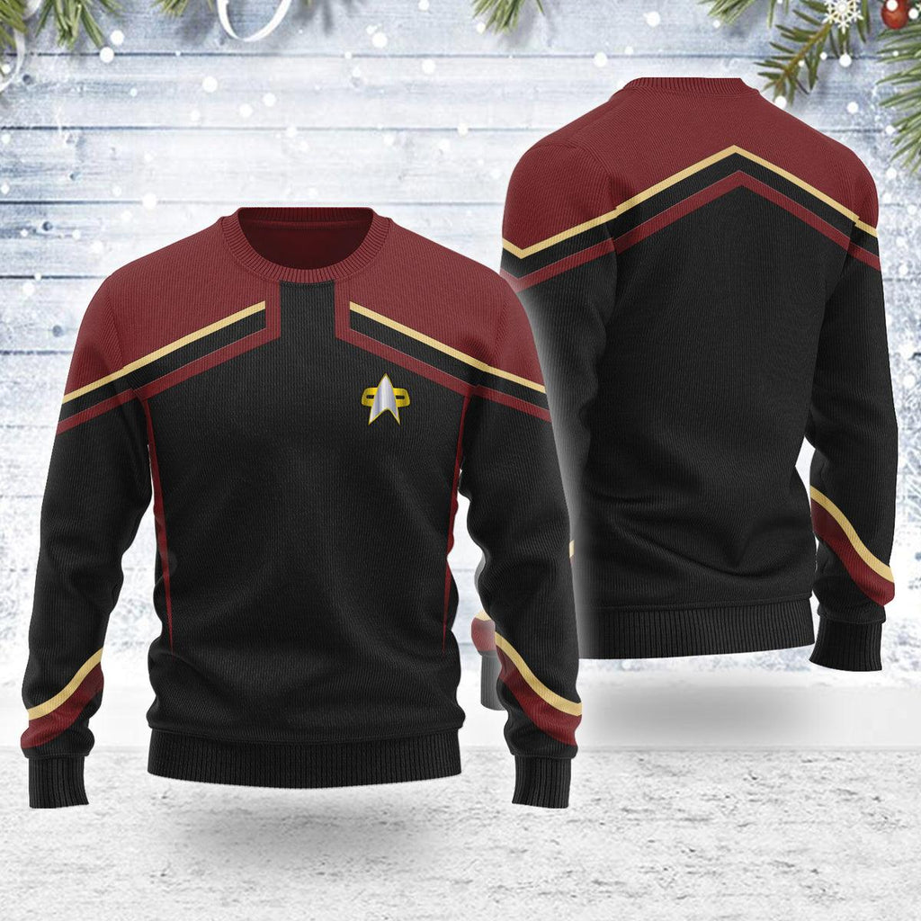 Picard Flag Officer Starfleet Uniform Circa Themed Christmas Wool Sweater - CustomsPig.com