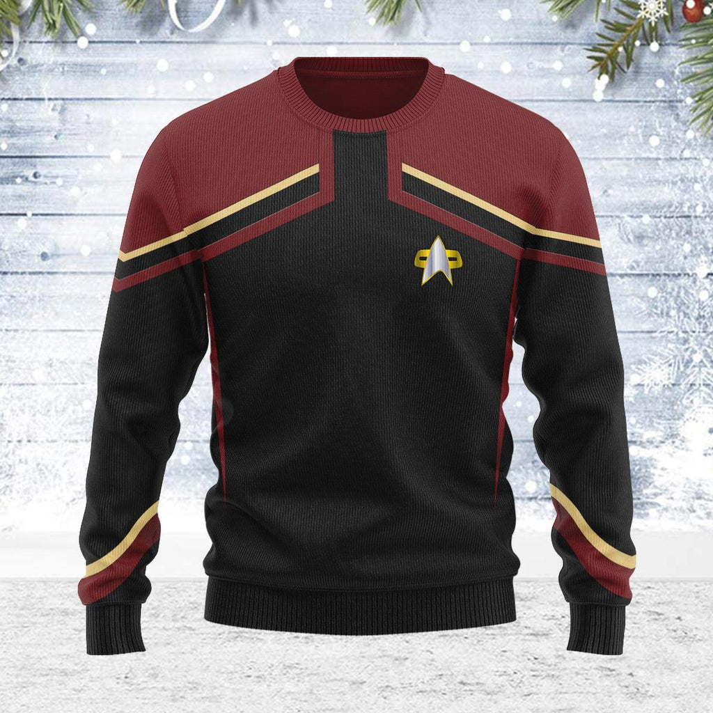 Picard Flag Officer Starfleet Uniform Circa Themed Christmas Wool Sweater - CustomsPig.com