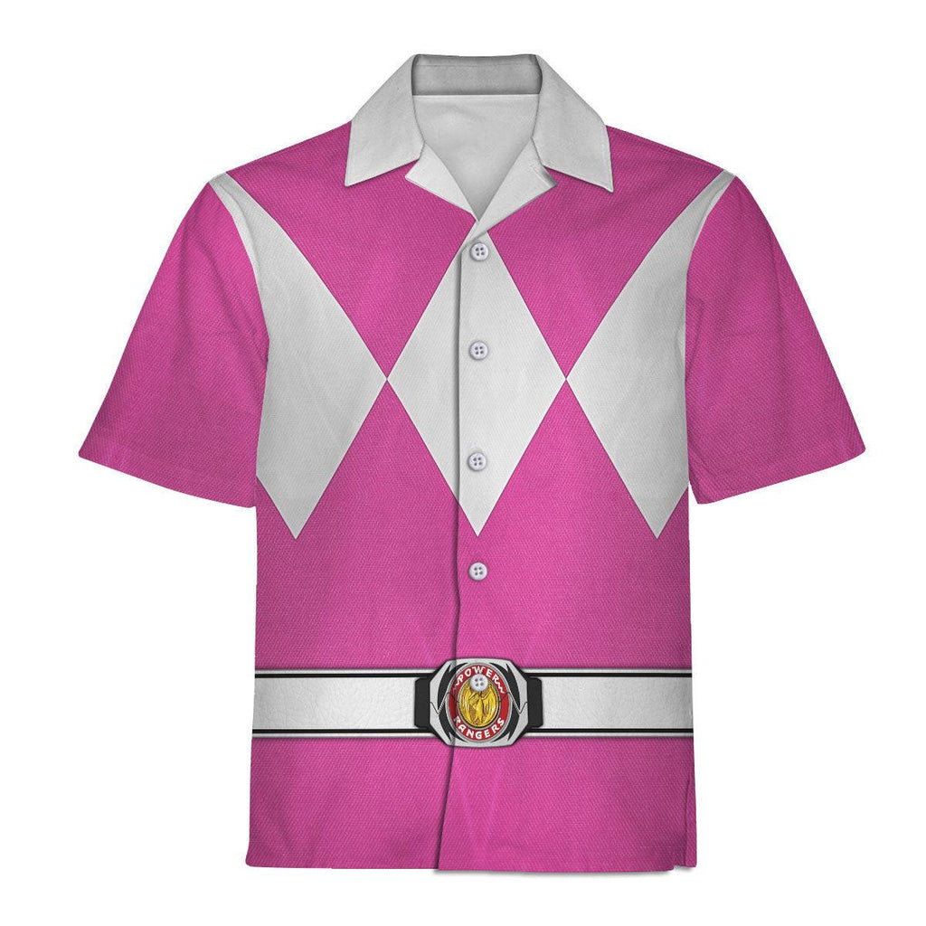 Pink Ranger Mighty Morphin Hawaiian Shirt Beach Shorts - CustomsPig.com