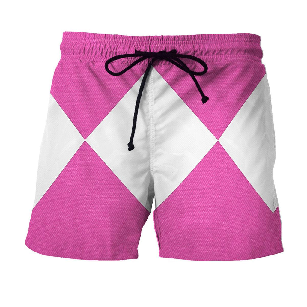 Pink Ranger Mighty Morphin Hawaiian Shirt Beach Shorts - CustomsPig.com