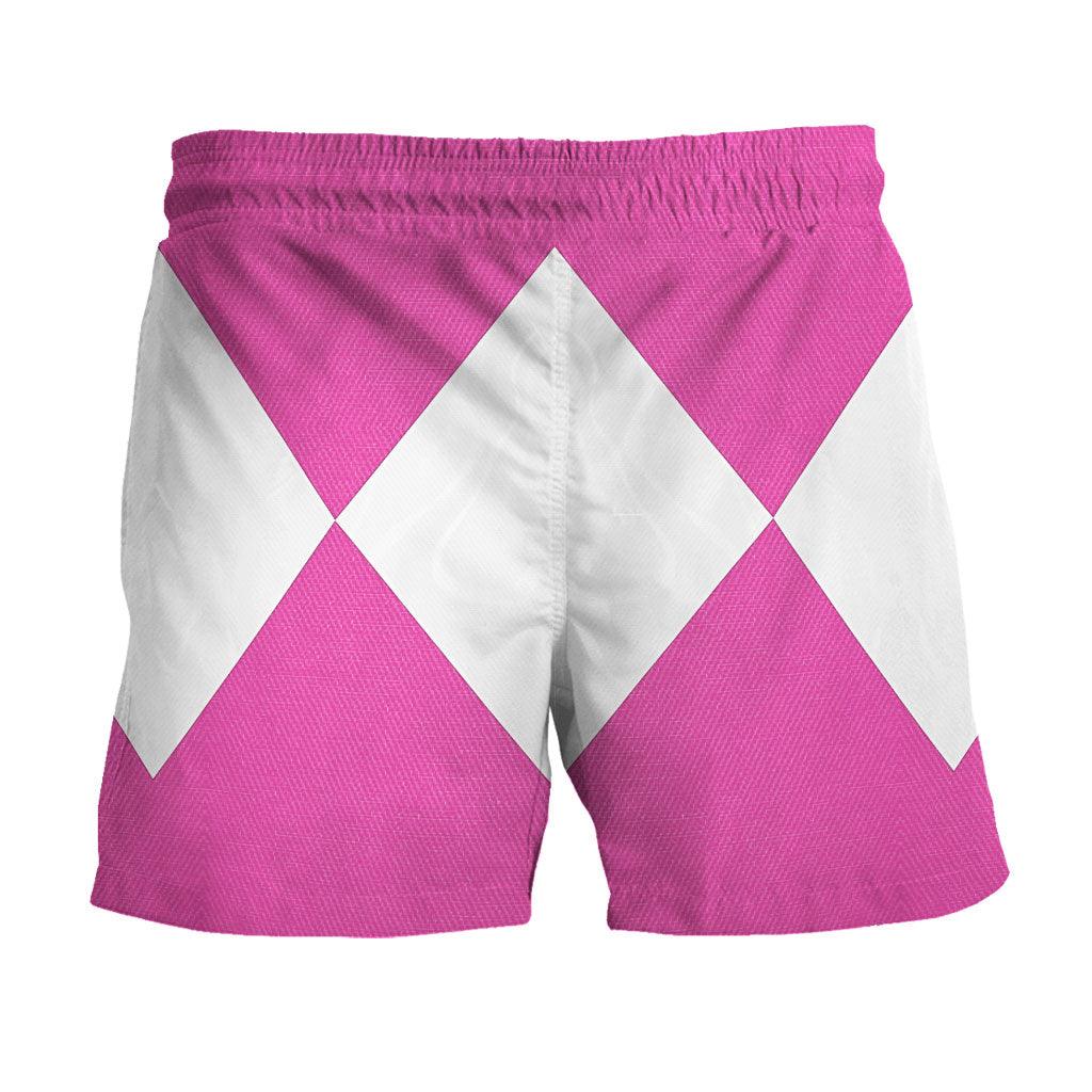 Pink Ranger Mighty Morphin Hawaiian Shirt Beach Shorts - CustomsPig.com