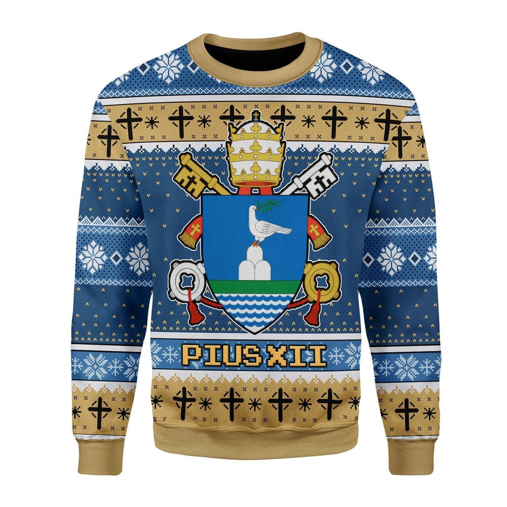 Pius XII Coat Of Arms Christmas Sweater - CustomsPig