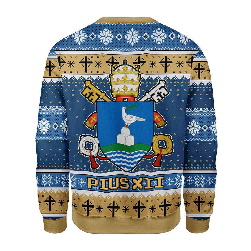 Pius XII Coat Of Arms Christmas Sweater - CustomsPig