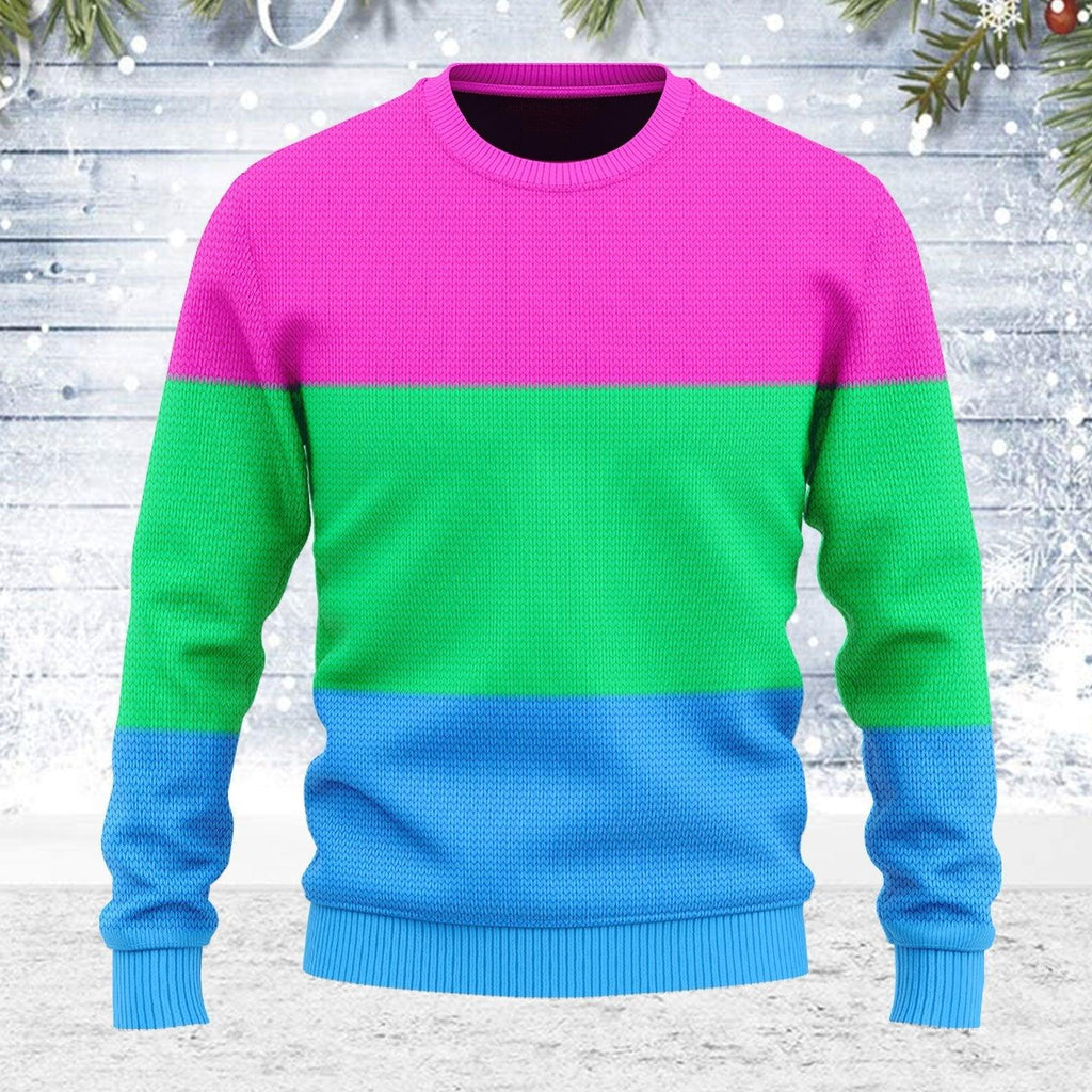 Polysexual Flag Ugly Christmas Sweater - CustomsPig