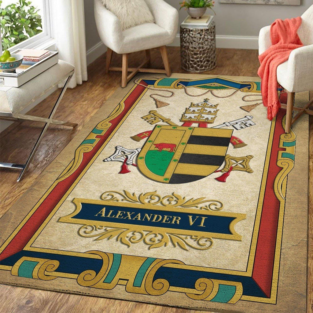 Pope Alexander VI Coat of Arms Rug - CustomsPig