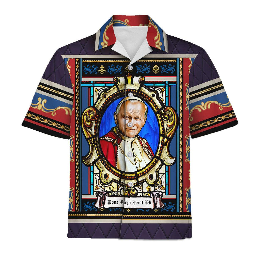 Pope John Paul II Stained Glass Hawaiian Shirt -  CustomsPig.com