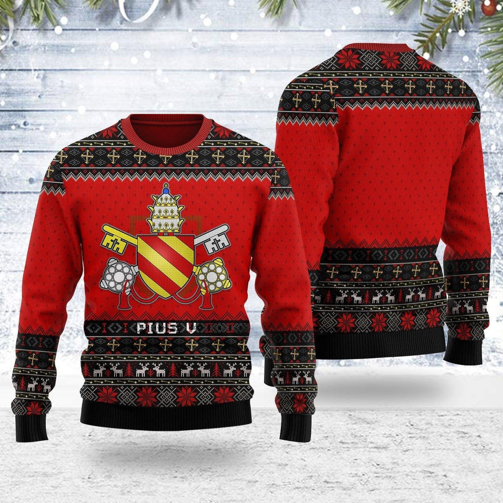 Pope Pius V Ugly Christmas Sweater - CustomsPig