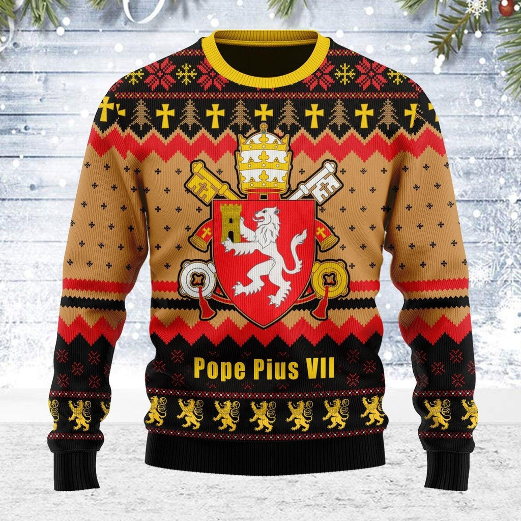 Pope Pius VIII Coat of Arms Ugly Christmas Sweater - CustomsPig